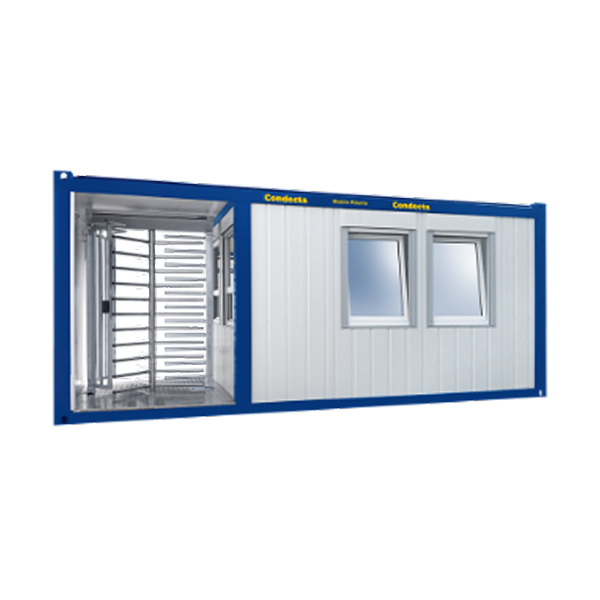 Bürocontainer mit Drehkreuzanlage