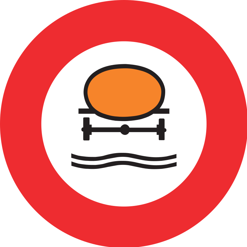 Verbot für Fahrzeuge mit Wasser- gefährlicher Ladung 80 cm